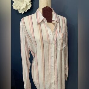 GAP Studio Works Linen Pink/White Striped Top - S, M, L & XXL